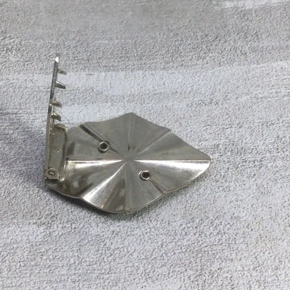 Vintage Art Deco Dress Clip Silver Tone Floral Purple Rhinestones 1930s Jewelry - Picture 7 of 9